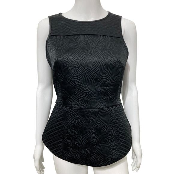 Tibi Tops - TIBI Womens Black Peplum Textured Sleeveless Vest Top Size 8